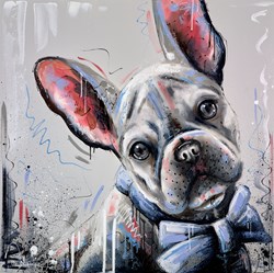 Fancy Frenchie by Samantha Ellis - Original Painting on Box Canvas sized 30x30 inches. Available from Whitewall Galleries